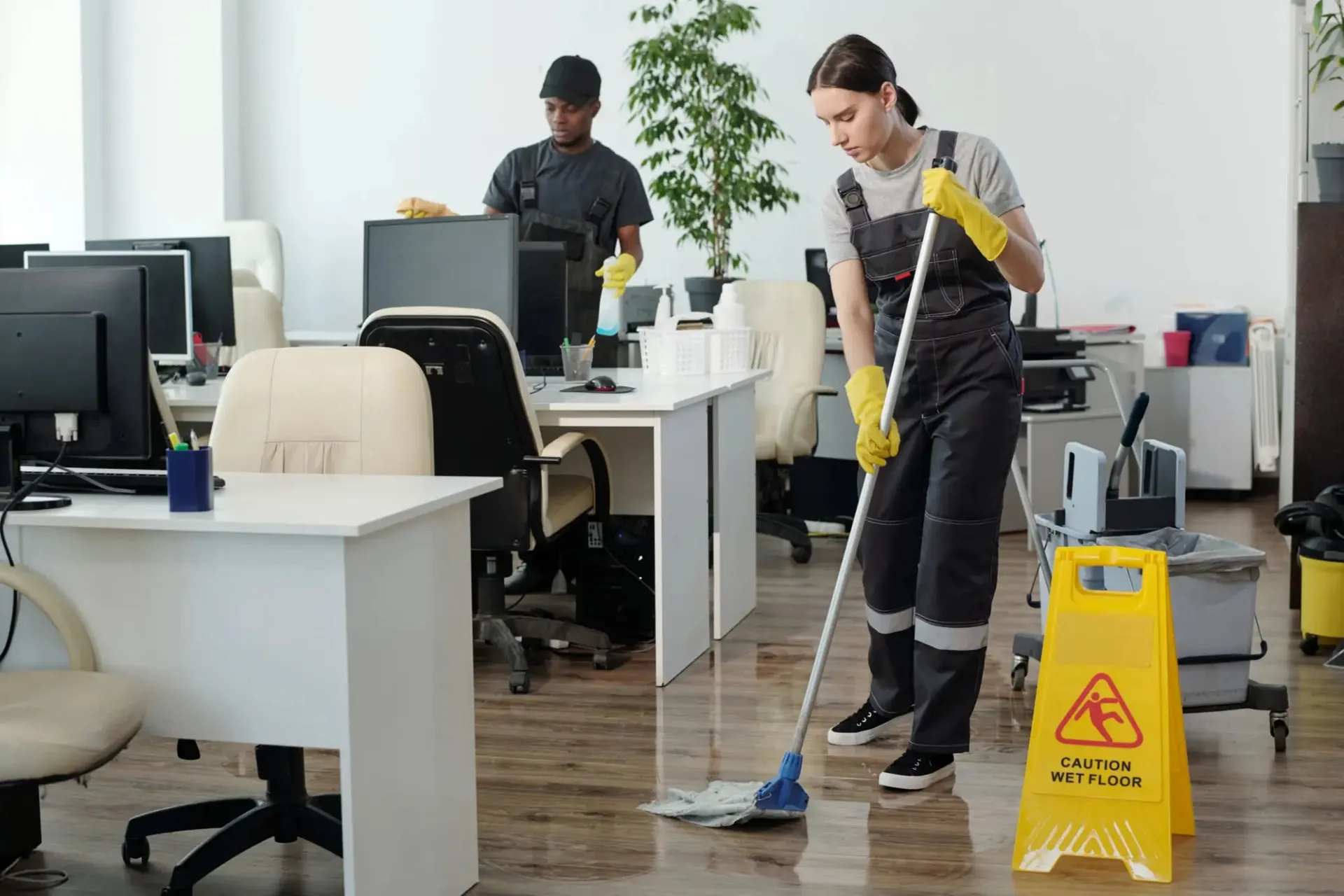 Professional office cleaner working in Sheffield